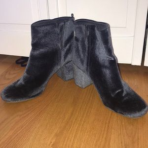 Blue Velvet Heeled Bootie
